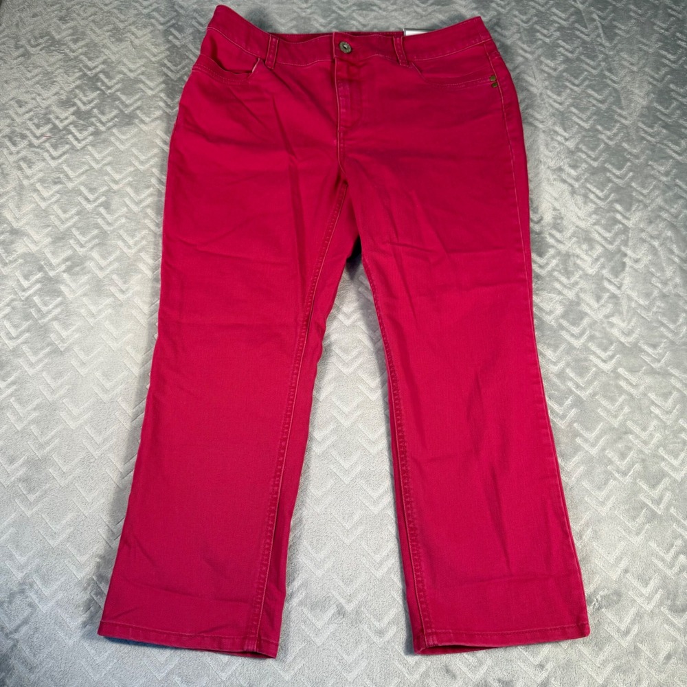 Chico's Platinum Denim Jeans Womens 10 (1.5) Pink Crop Ultimate Fit Slimming NWT
